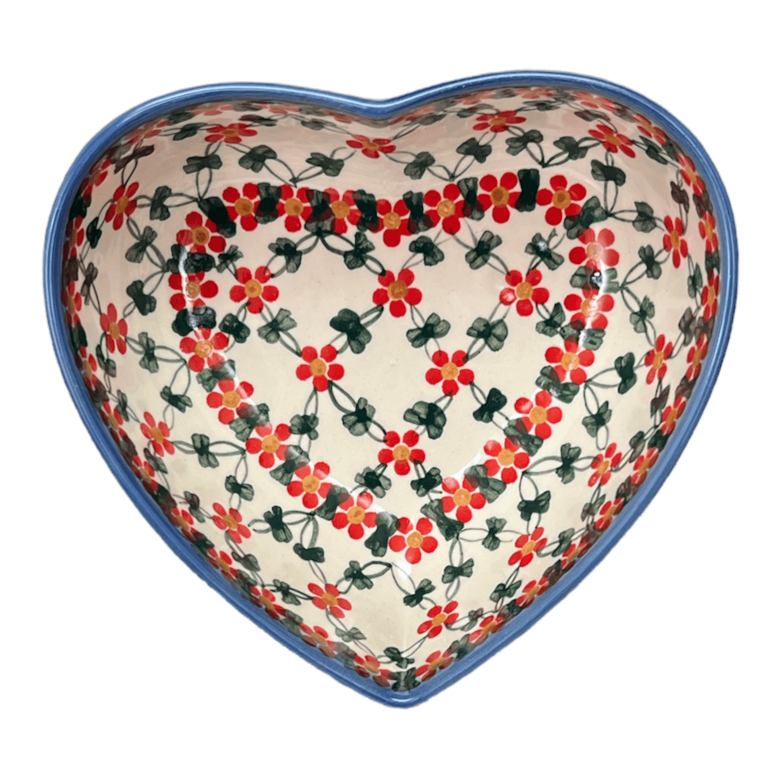 Bowl, Heart-Shaped 6.5" x 7" in "Red Lattice" by Andy | NDA367-20