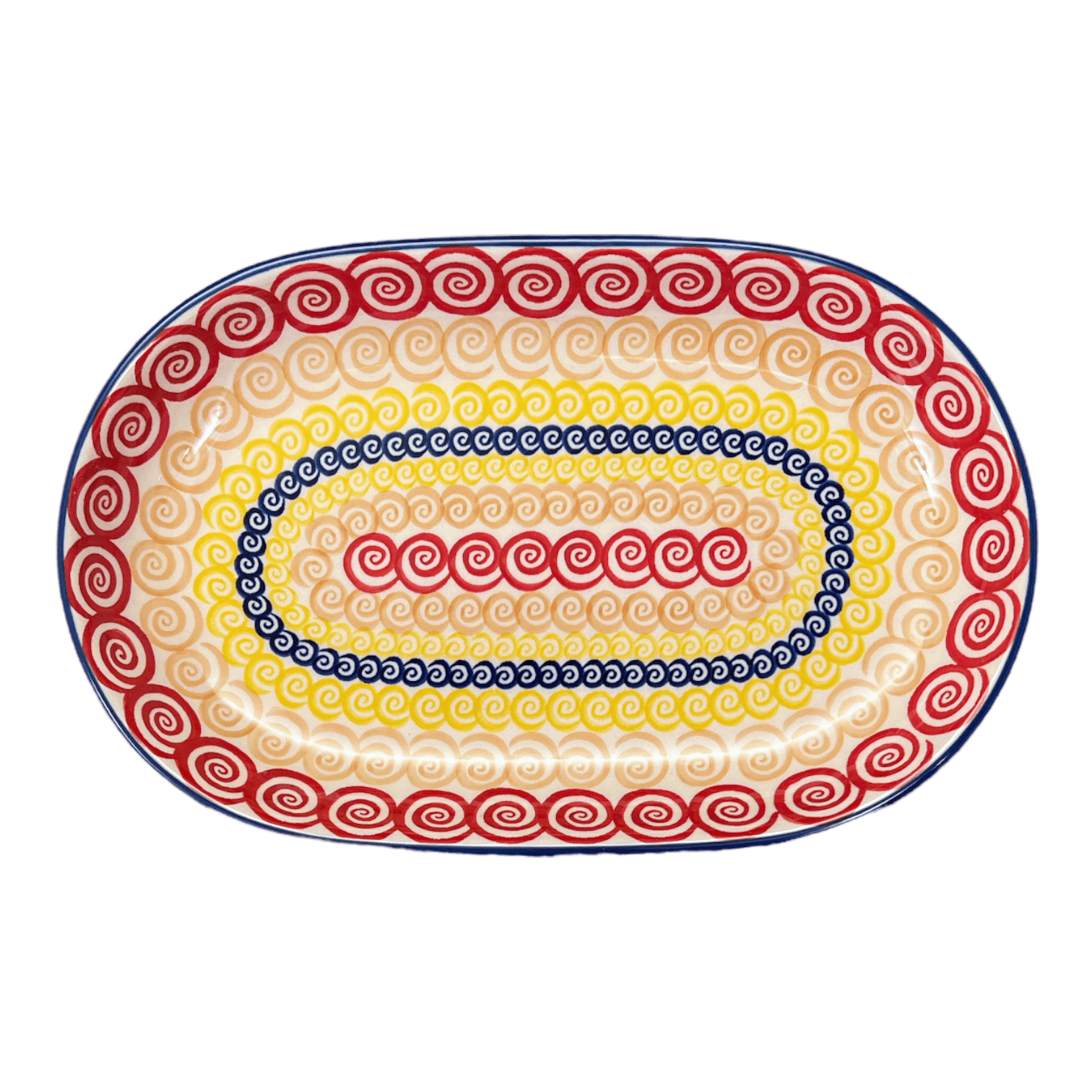 Plate, Roaster, Oval, 7"x11" in "Psychedelic Swirl" by Manufaktura | P099M-CMZK