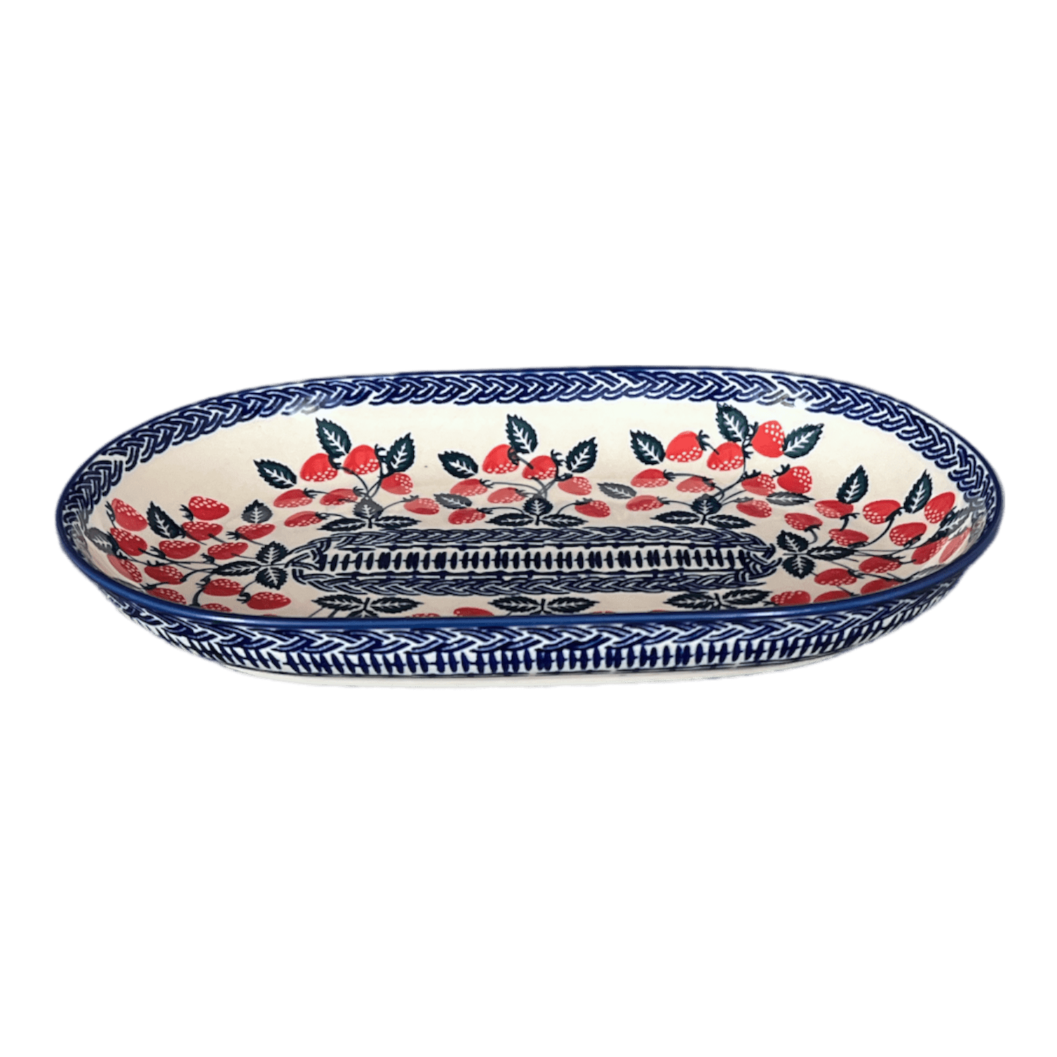 Plate, Roaster, Oval, 7"x11" in "Fresh Strawberries" by Manufaktura | P099U-AS70