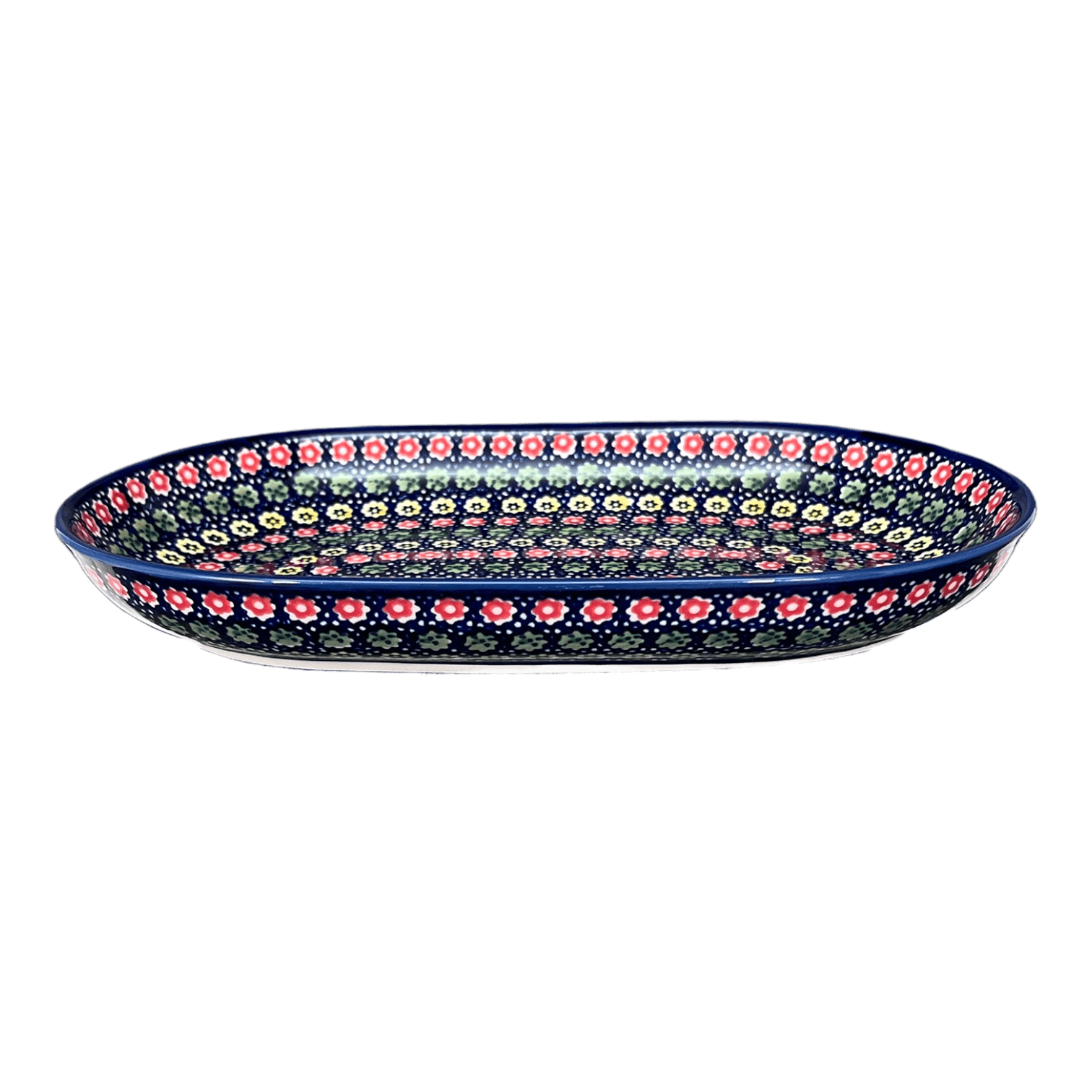 Plate, Roaster, Oval, 7"x11" in "Rings of Flowers" by Manufaktura | P099U-DH17