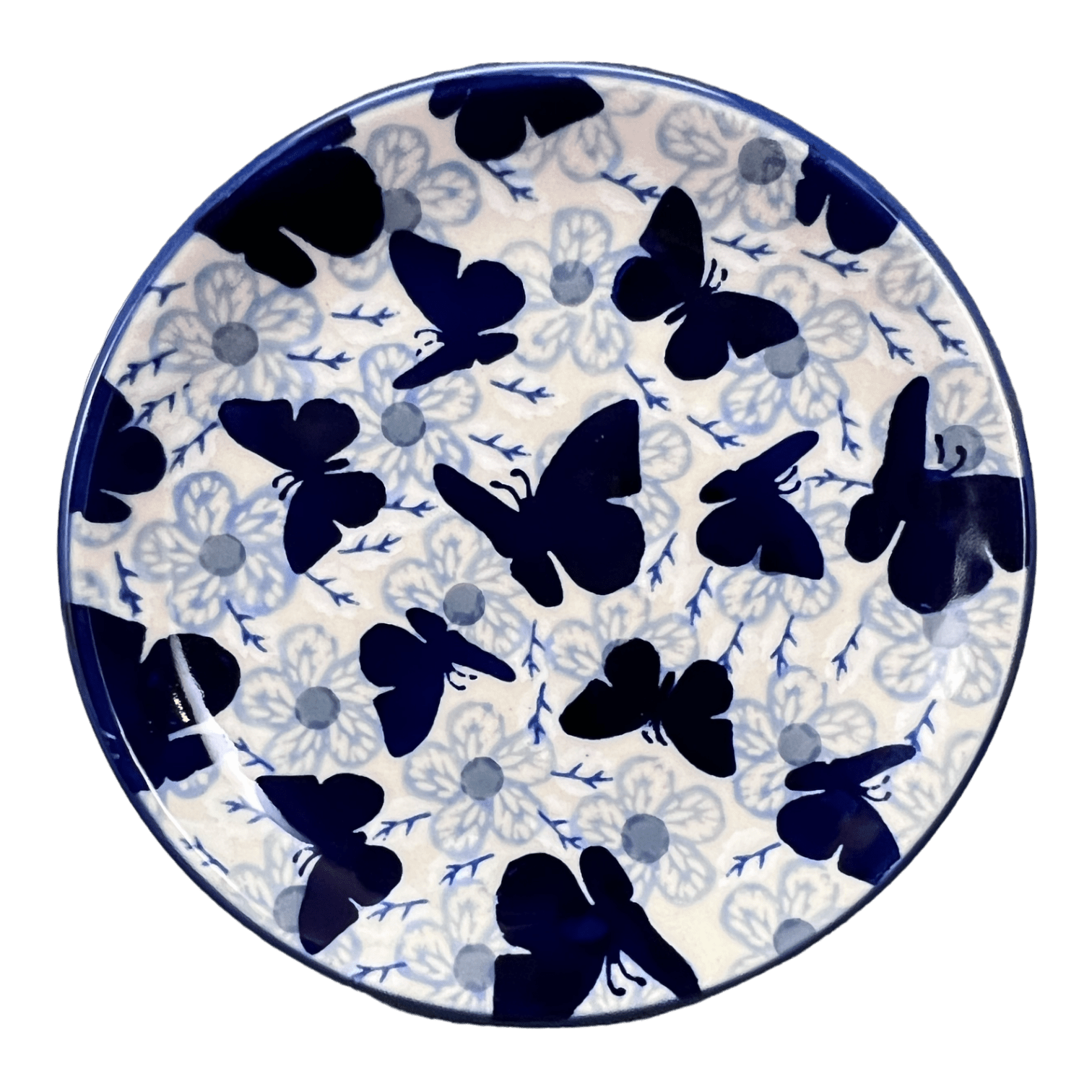 Plate, Round, Dessert, 7.25" in "Blue Butterfly" by Manufaktura | T131U-AS58