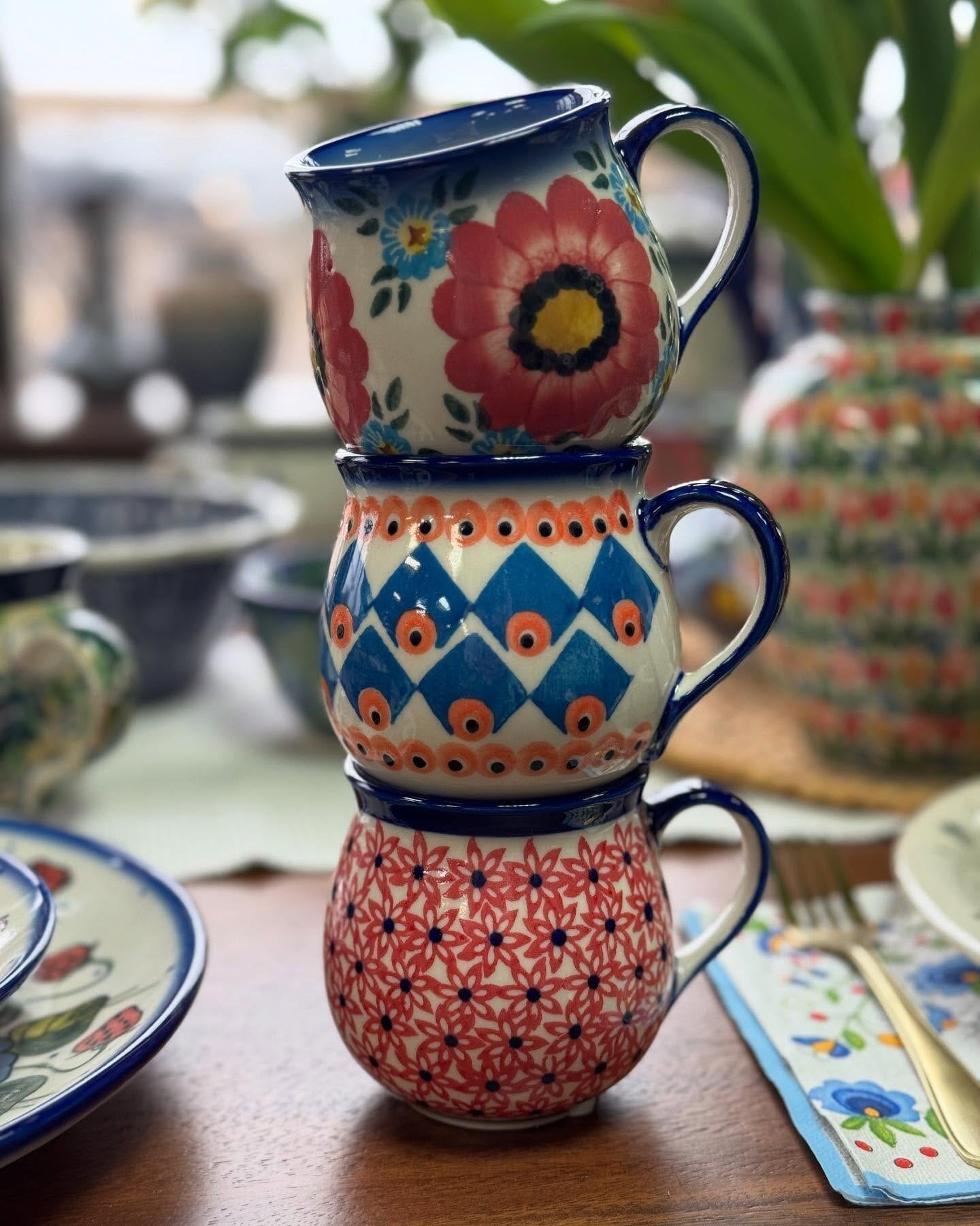 Mug, Belly Mug, 8 oz Small, WR (WR14N) in "Dot to Dot" by W.R. Ceramika | WR14N-SM2