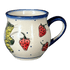 Mug, Belly Mug, 8 oz Small, WR (WR14N) in "Strawberries & Blossoms" by W.R. Ceramika | WR14N-WR2