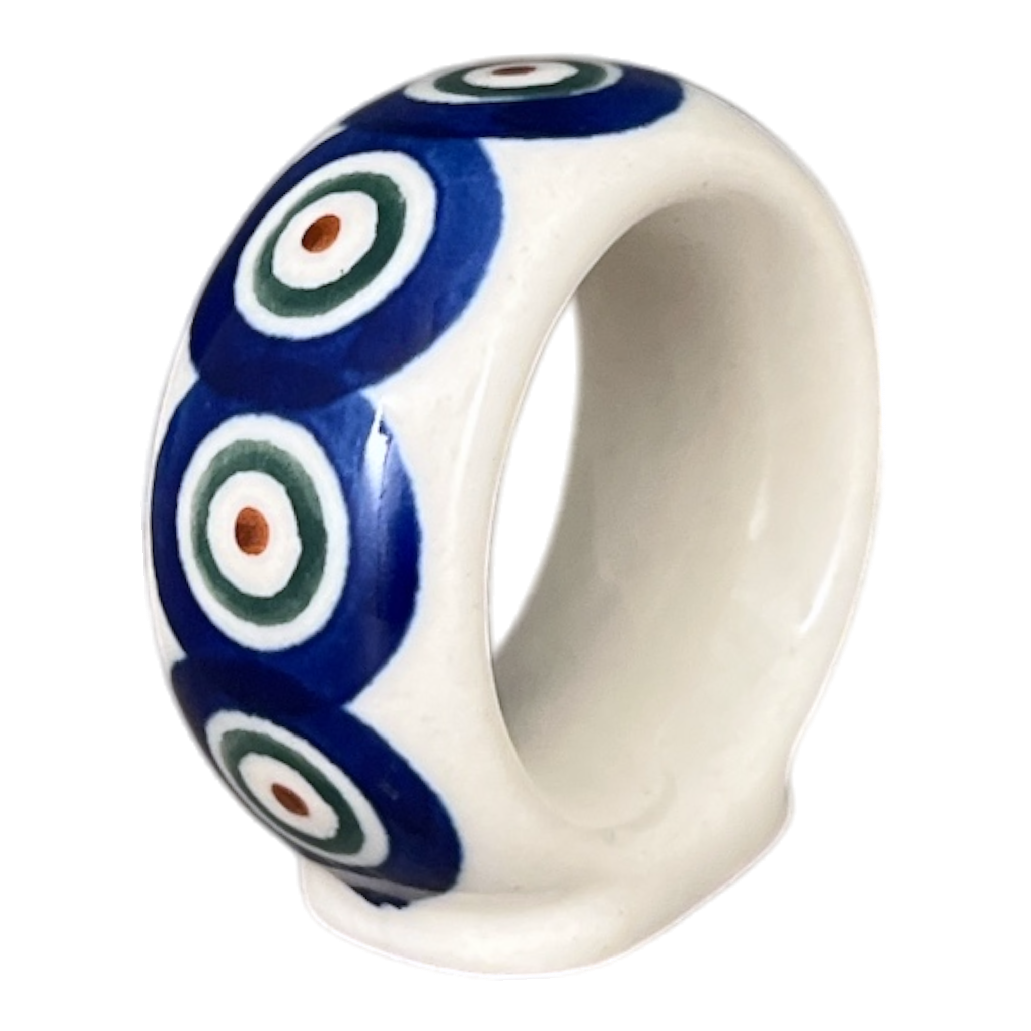 Napkin Ring, 2", WR (WR18B) in "Peacock in Line" by W.R. Ceramika | WR18B-SM1