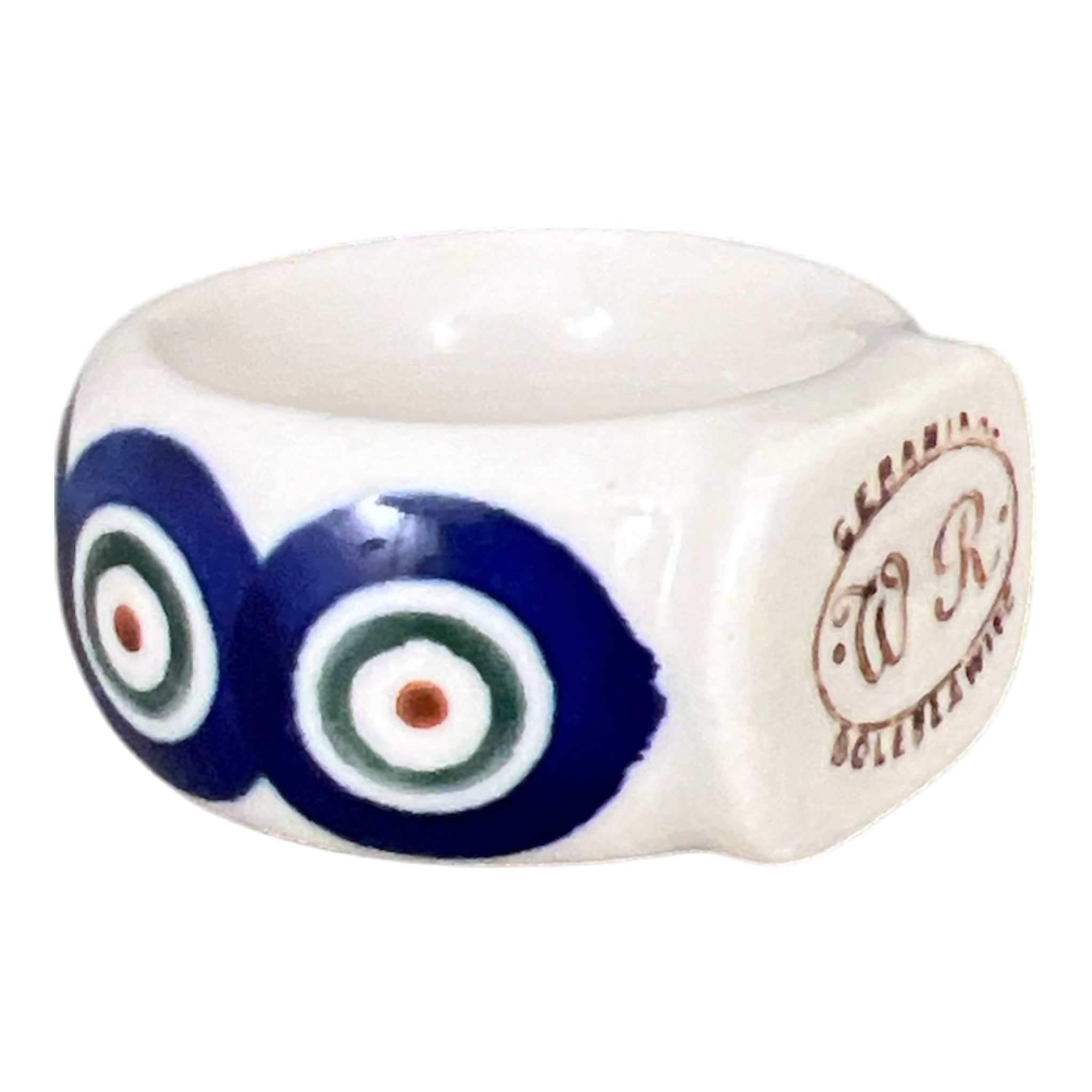 Napkin Ring, 2", WR (WR18B) in "Peacock in Line" by W.R. Ceramika | WR18B-SM1