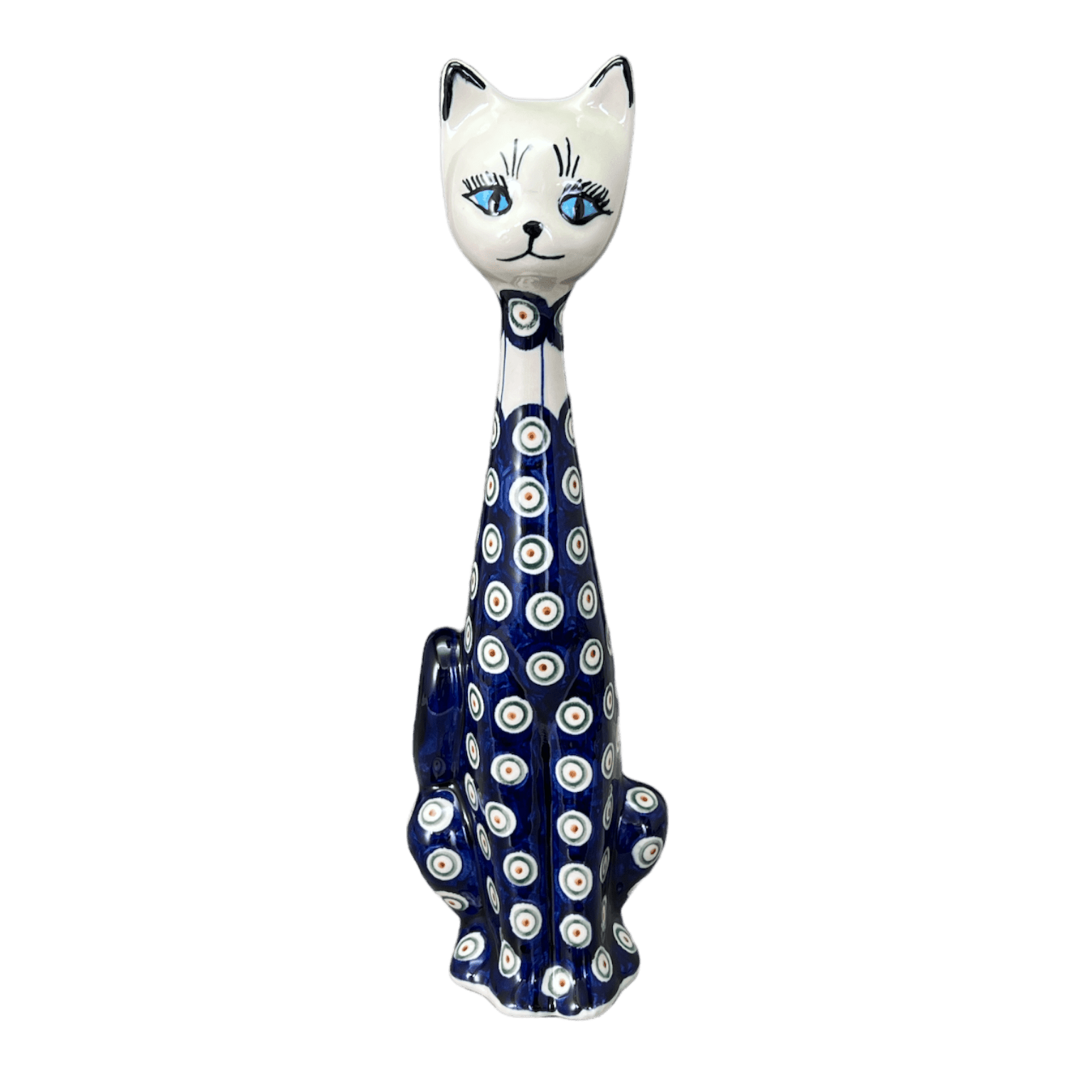 Figurine, Tall Cat, 12.5", WR (WR40A) in "Peacock in Line" by W.R. Ceramika | WR40A-SM1