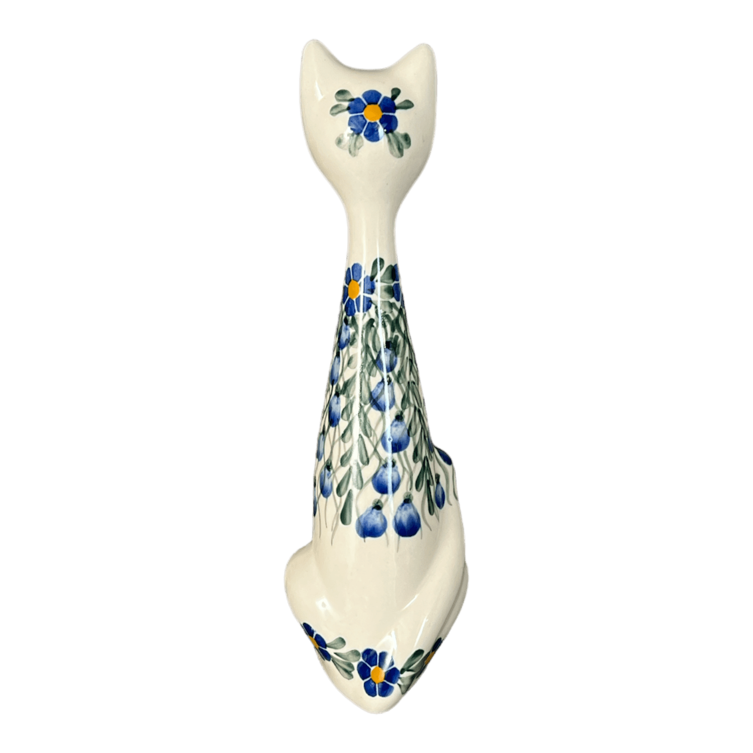 Figurine, Tall Cat, 9.5", WR (WR40C) in "Modern Blue Cascade" by W.R. Ceramika | WR40C-GP1