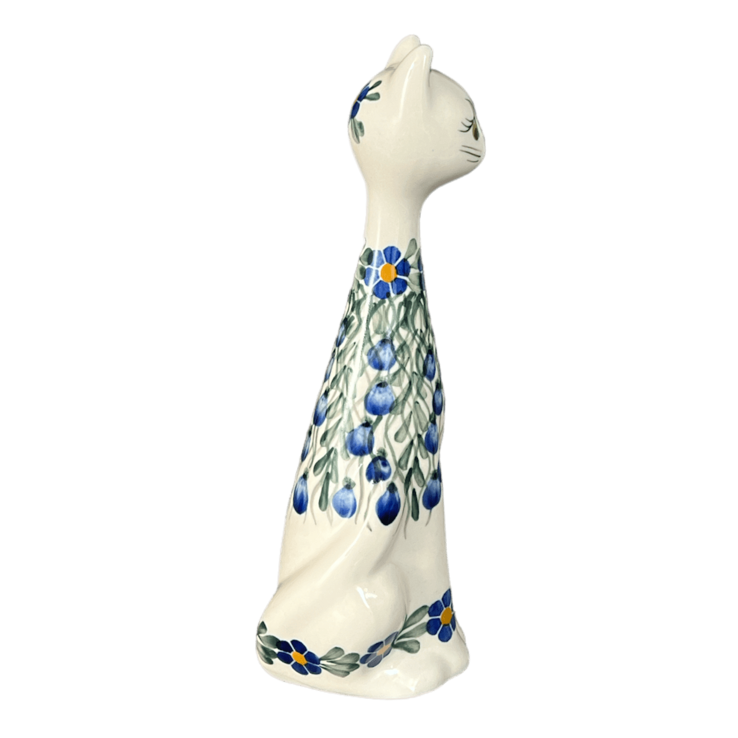 Figurine, Tall Cat, 9.5", WR (WR40C) in "Modern Blue Cascade" by W.R. Ceramika | WR40C-GP1