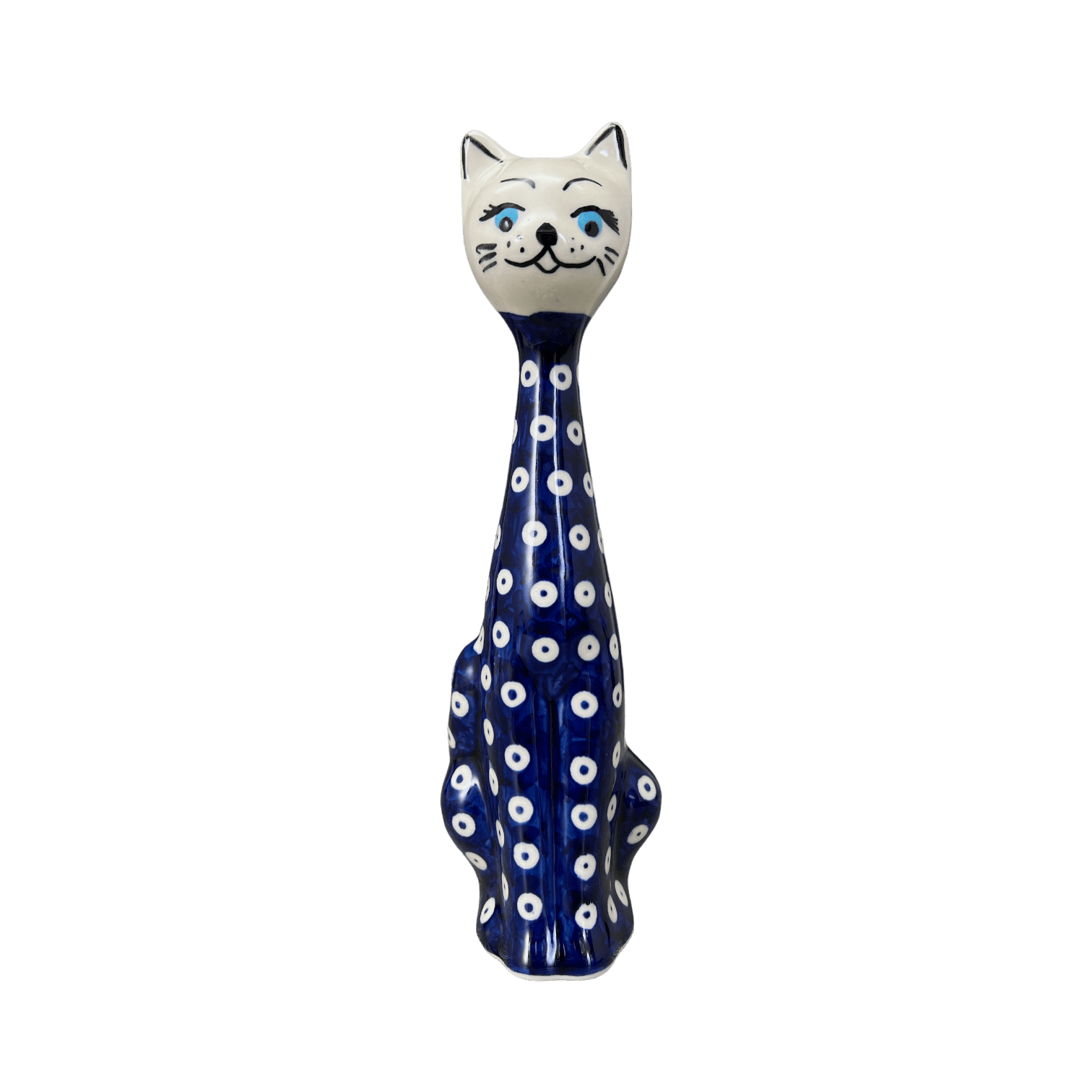 Figurine, Tall Cat, 9.5", WR (WR40C) in "Dot to Dot" by W.R. Ceramika | WR40C-SM2