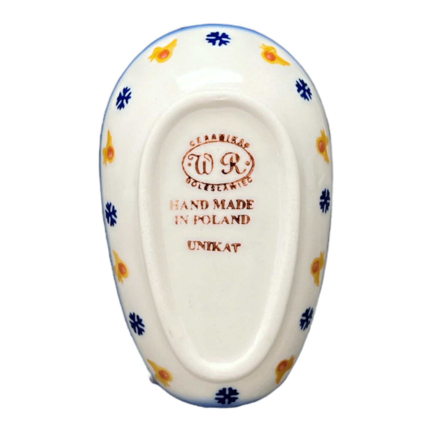 Spoon Rest, 3.5" x 5", WR (WR55D) in "Bows in Snow" by W.R. Ceramika | WR55D-WR15