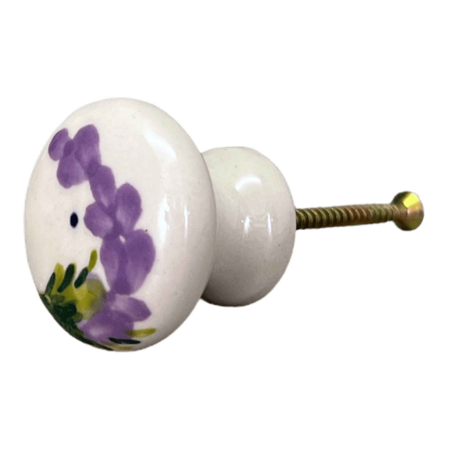 Drawer Pull, 1.25", WR (WR67A) in "Lavender Fields" by W.R. Ceramika | WR67A-BW4