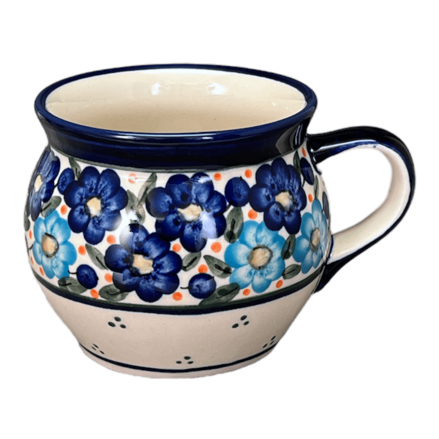 Mug, Belly Mug, 16 oz Large in "Garden Party Blues" by Zaklady | Y910-DU50