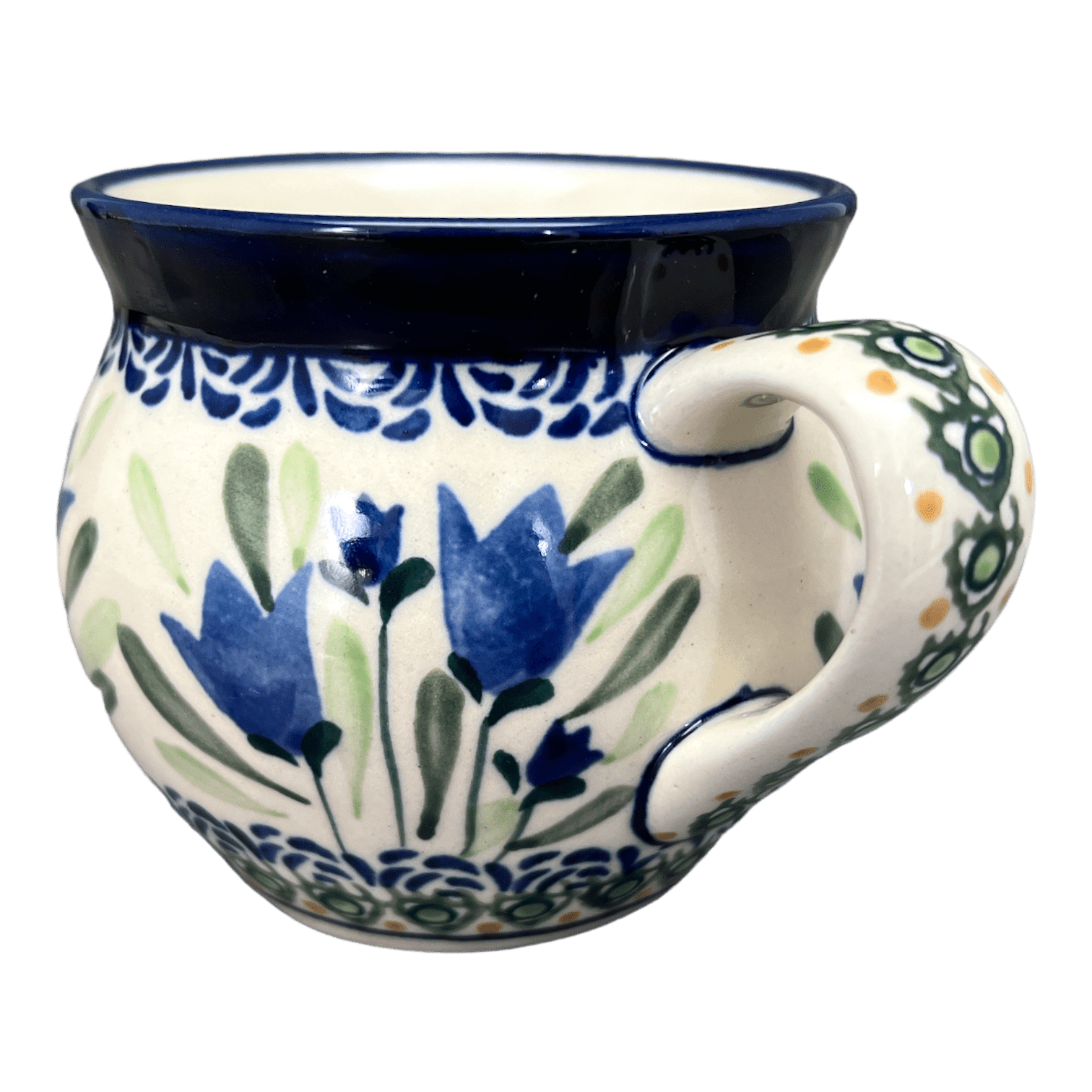 Mug, Belly, 10 oz in "Blue Tulips" by Zaklady | Y911-ART160