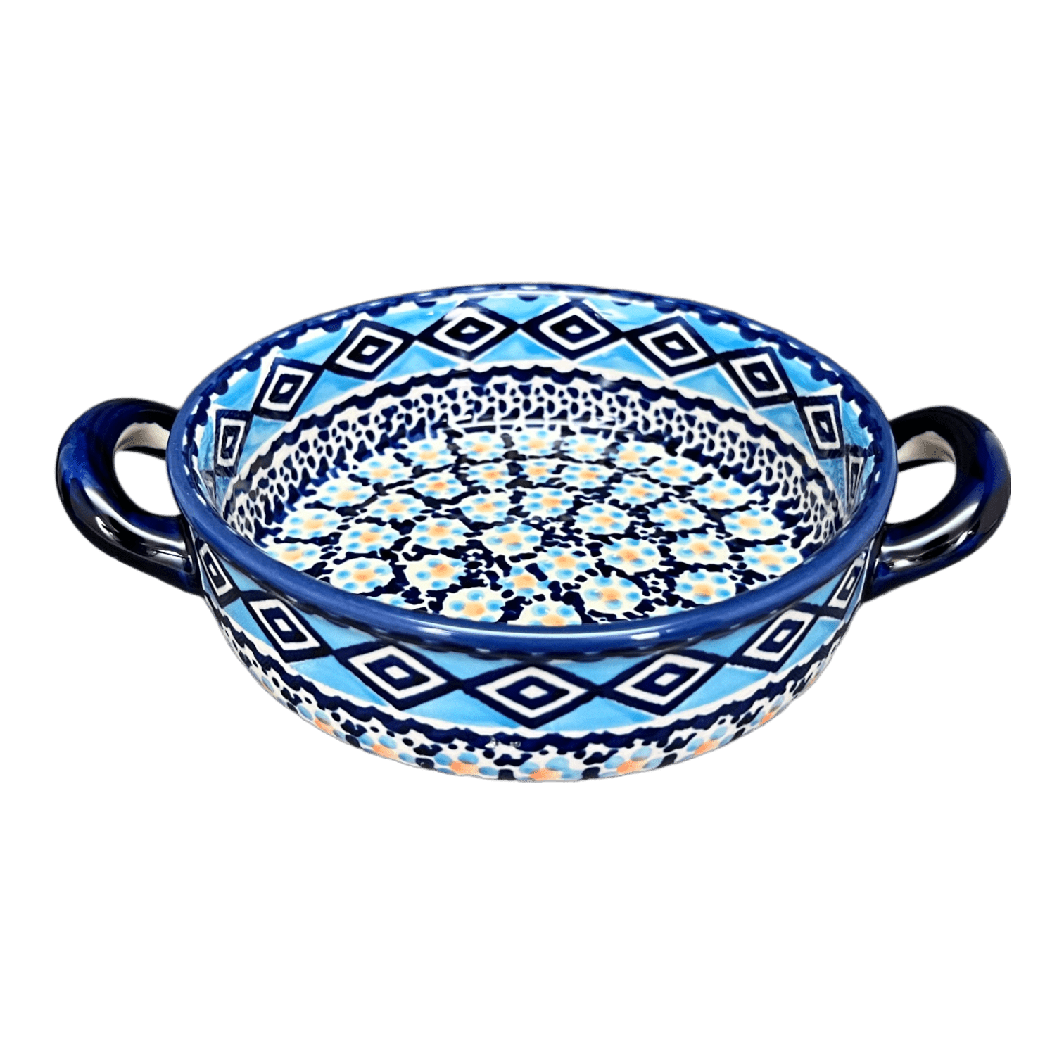 Casserole, Round, Small, 5" x 7.5" in "Blue Diamond" by Manufaktura | Z153U-DHR