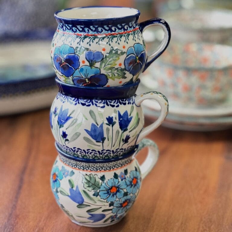 Mug, Belly Mug, 10 oz Medium in "Pansies in Bloom" by Zaklady | Y911-ART277