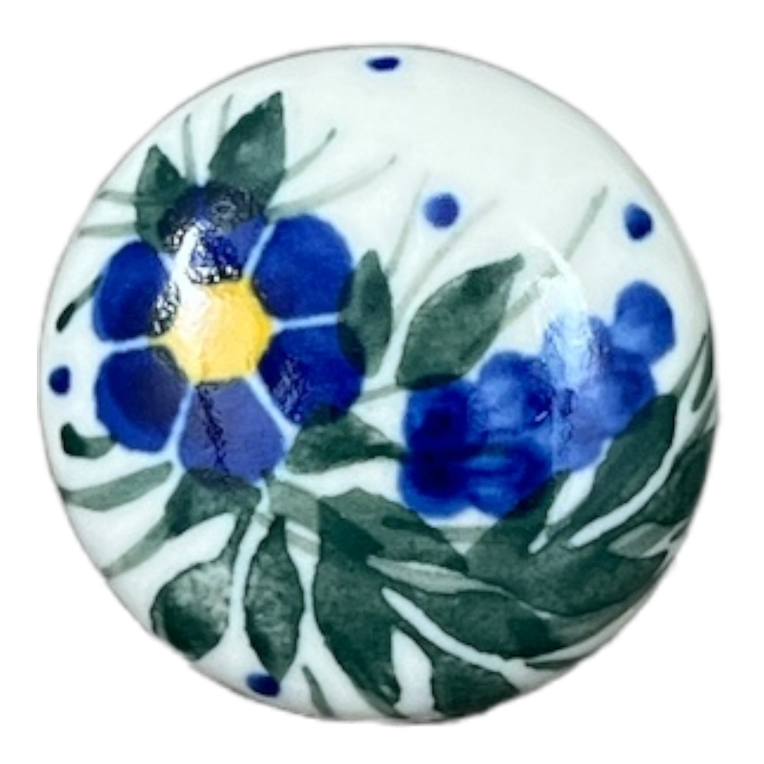 Drawer Pull, 1.25", WR (WR67A) in "Delphinium Spray" by W.R. Ceramika | WR67A-BW3