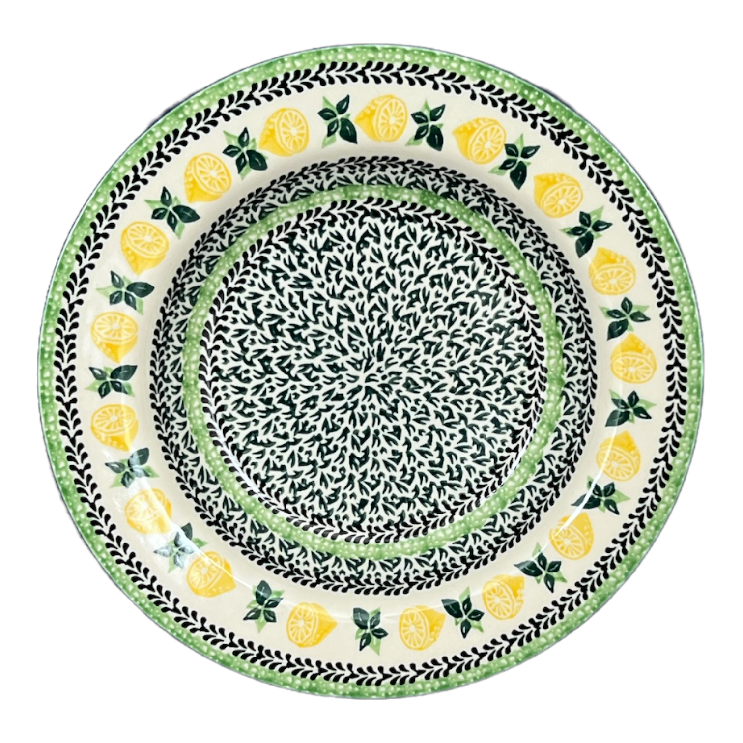 Plate, Round, Soup Plate, 9.25" in "Lemons and Leaves" by Ceramika Artystyczna | A014-2749X