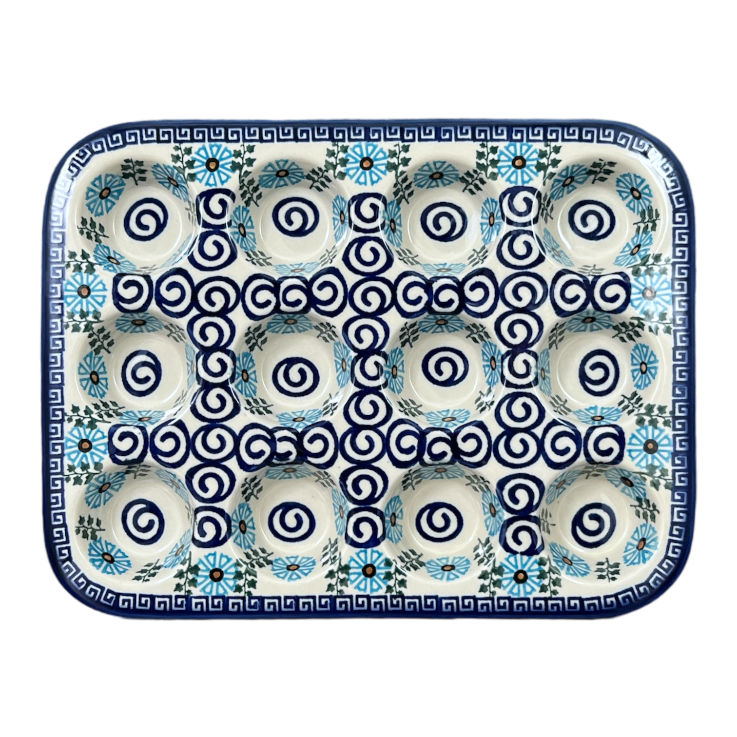 Muffin Pan, 12 Cup Mini in "Blue Daisy Spiral" by Andy | NDA169-38