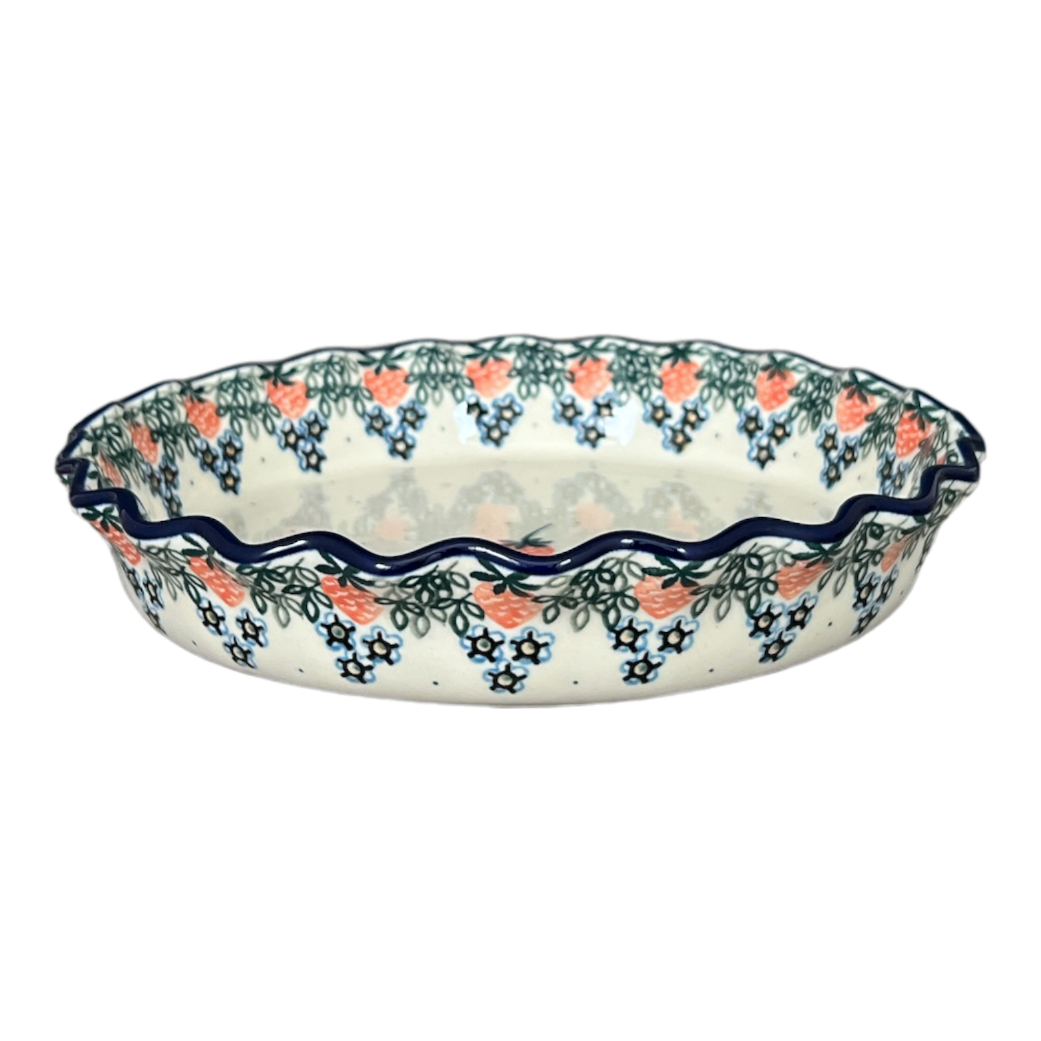 Quiche/Pie Dish, 10" in "Strawberry Patch" by Ceramika Artystyczna | A636-721X