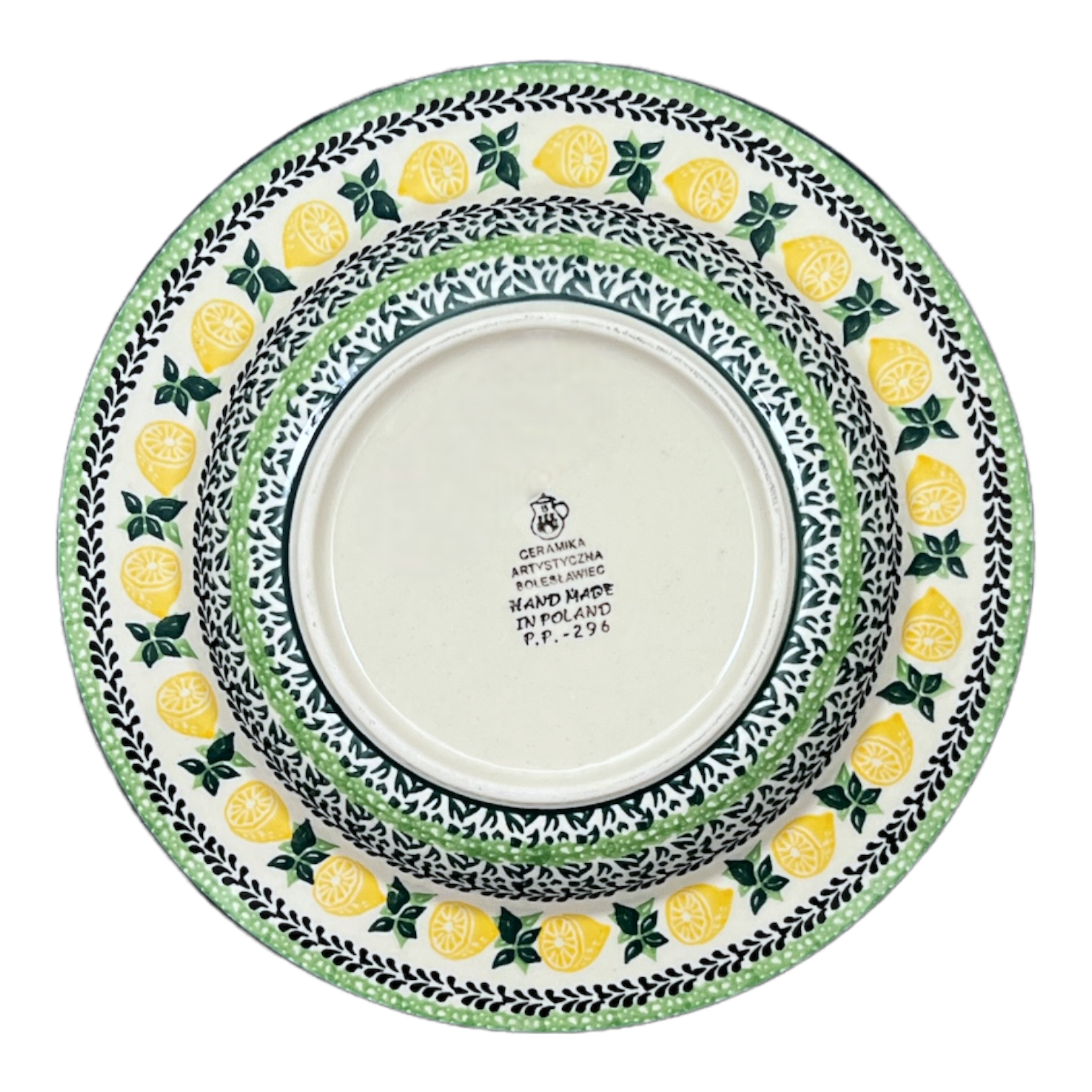 Plate, Round, Soup Plate, 9.25" in "Lemons and Leaves" by Ceramika Artystyczna | A014-2749X