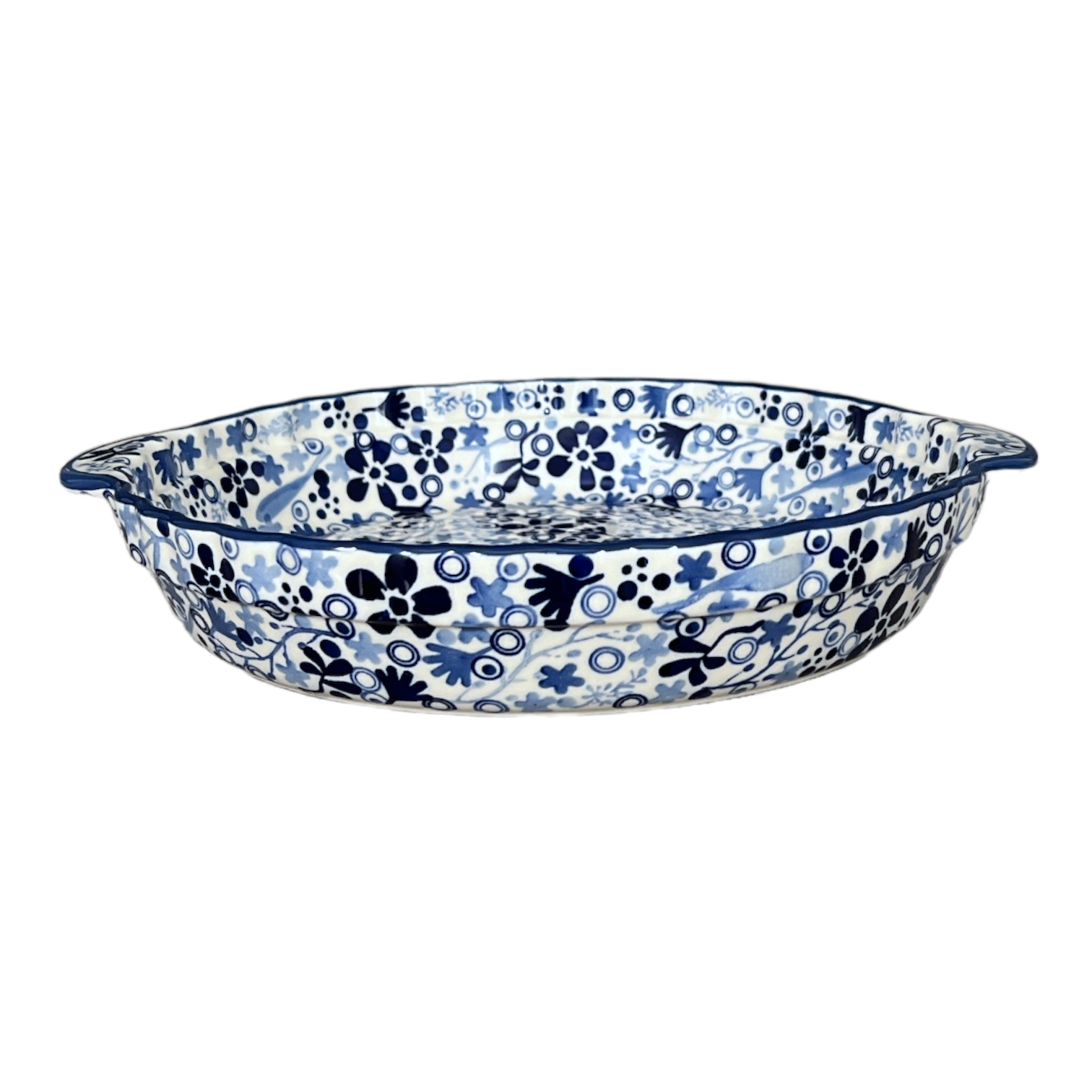 Baker, Round, Pie Plate, Handles, 9.75" in "Rambling Blues" by Manufaktura | Z148S-GZ50