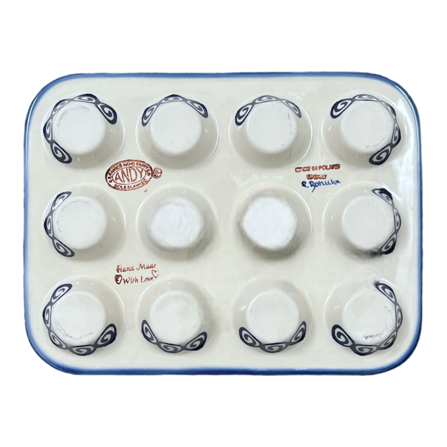 Muffin Pan, 12 Cup Mini in "Blue Daisy Spiral" by Andy | NDA169-38