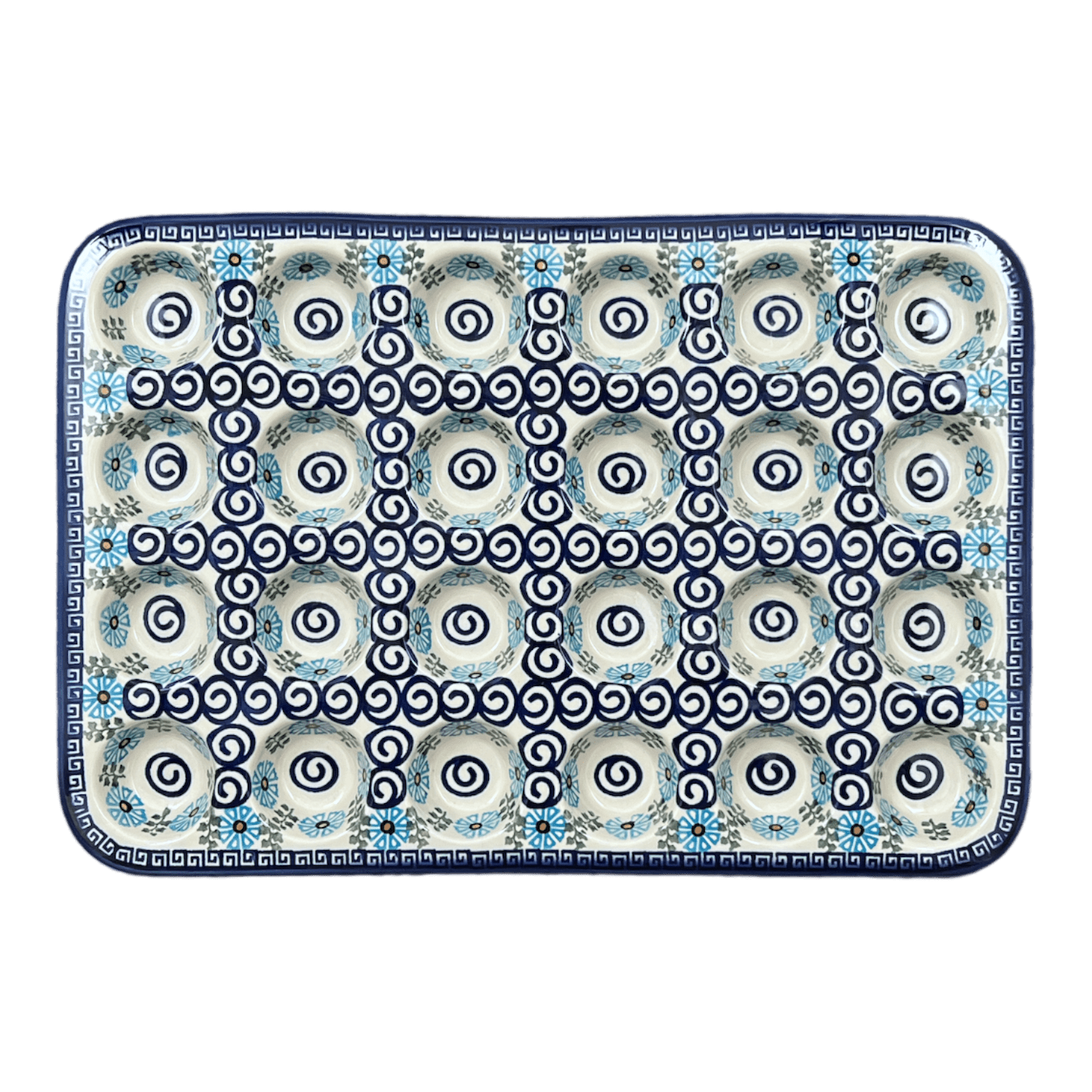 Muffin Pan, 24 Cup Mini, 17" x 11.25" in "Blue Daisy Spiral" by Andy | NDA168-38