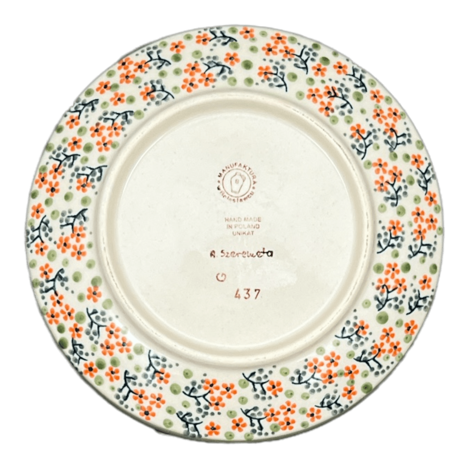 Plate, Round, Dessert, 7.25" in "Peach Blossoms - Solid Rim" by Manufaktura | T131S-AS46A