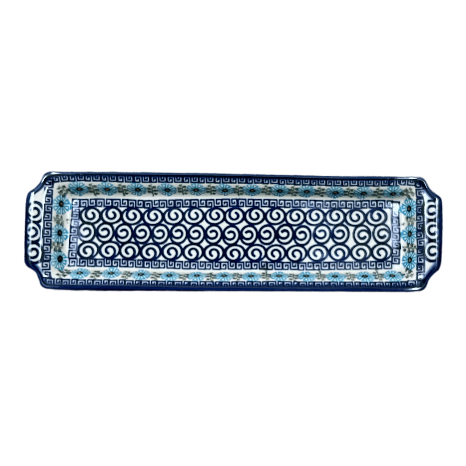 Tray, Rectangular, 16" x 4.5" in "Blue Daisy Spiral" by Andy | NDA203-38