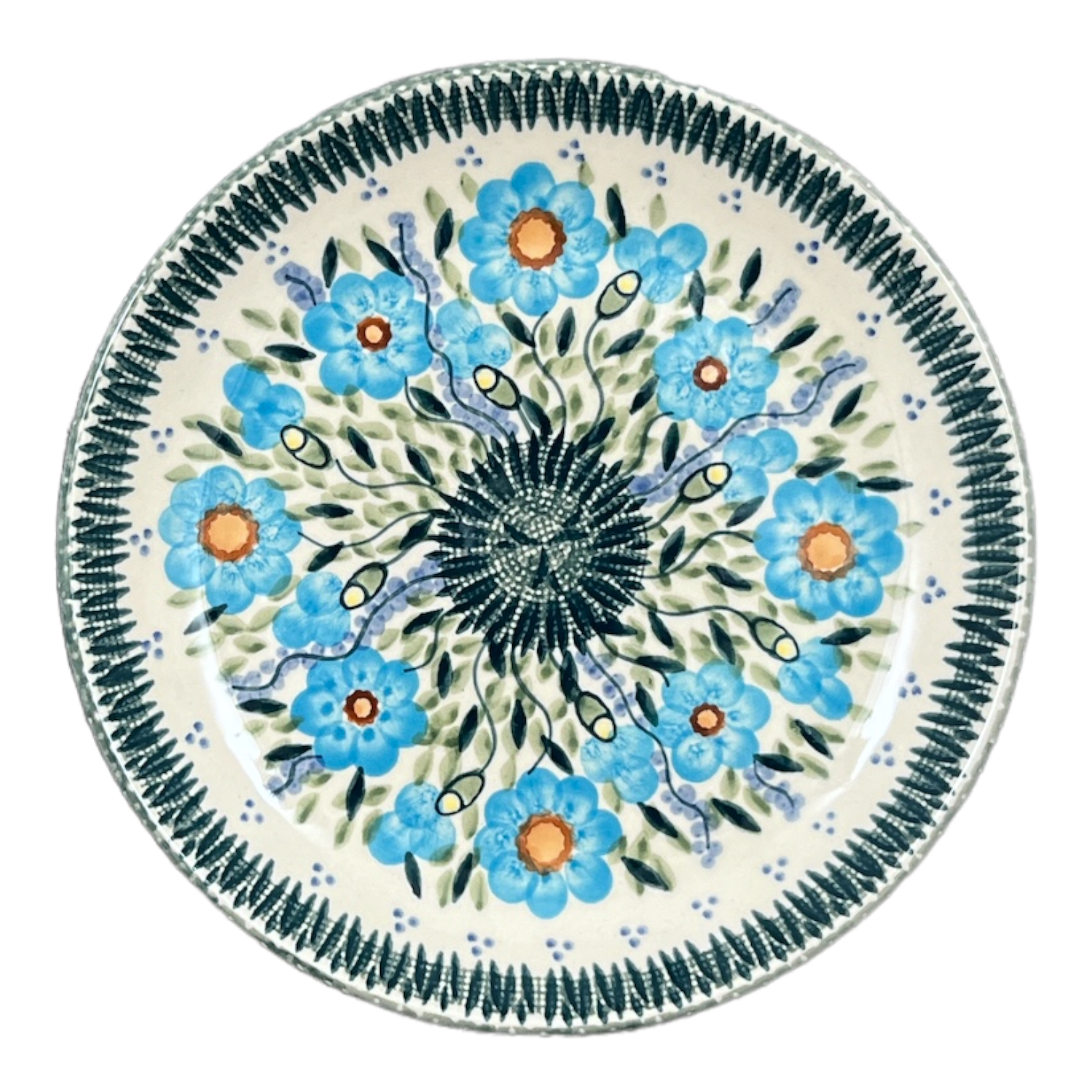 Plate, Round, Salad, 8.5" in "Baby Blue Blossoms" by Manufaktura | T134S-JS49