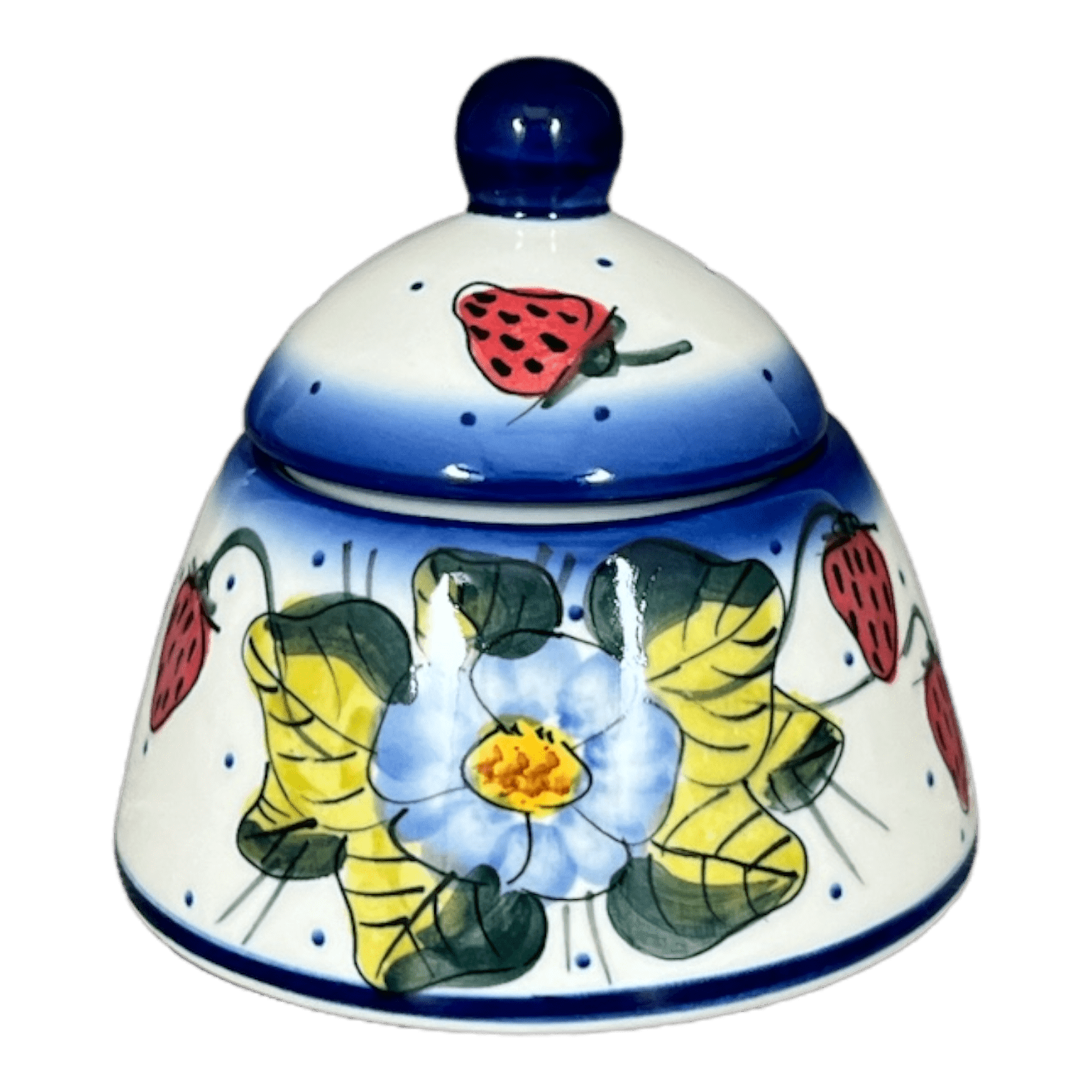 Bowl, Bell-Shaped, Sugar Bowl, 4", WR (WR9A) in "Strawberries & Blossoms" by W.R. Ceramika | WR9A-WR2