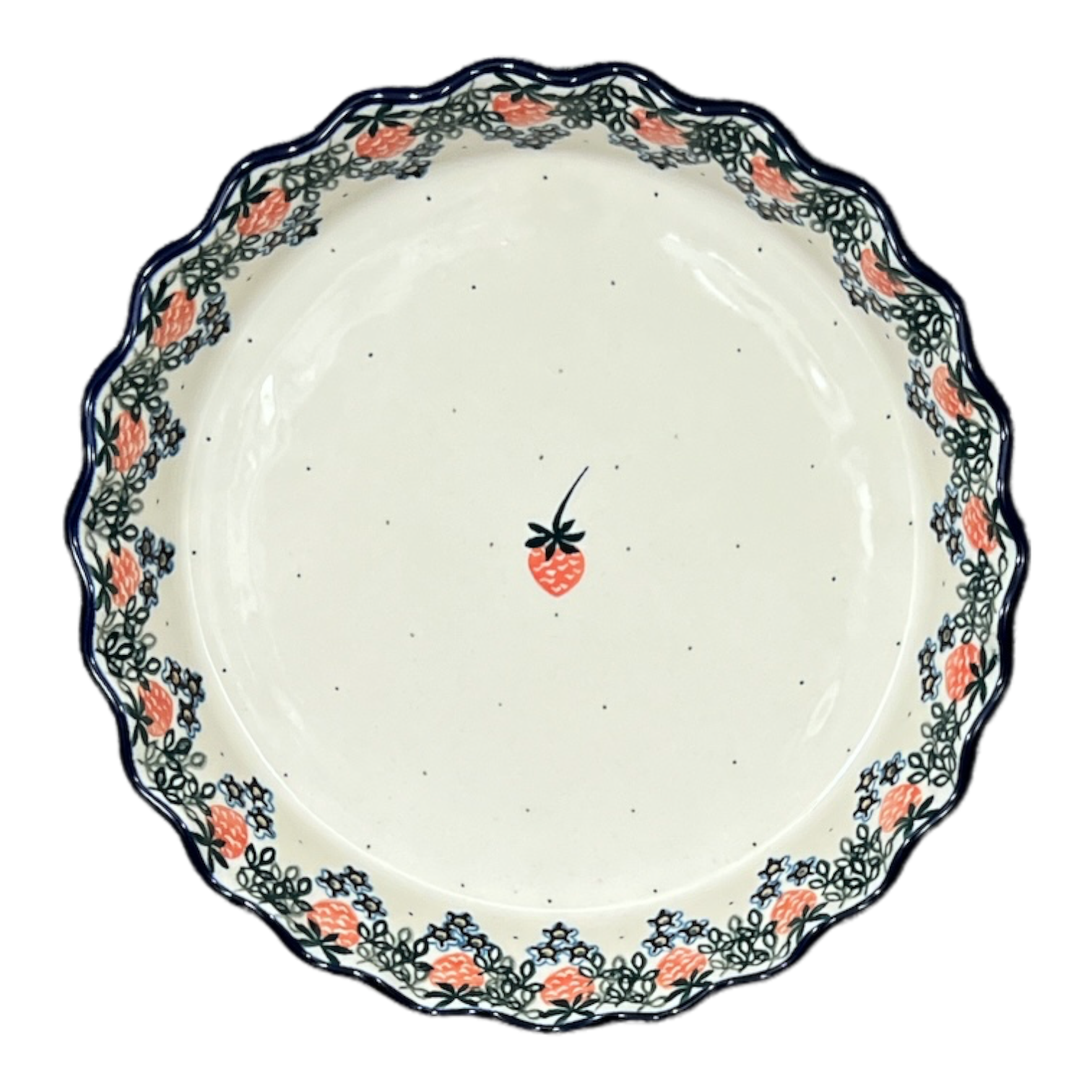 Quiche/Pie Dish, 10" in "Strawberry Patch" by Ceramika Artystyczna | A636-721X