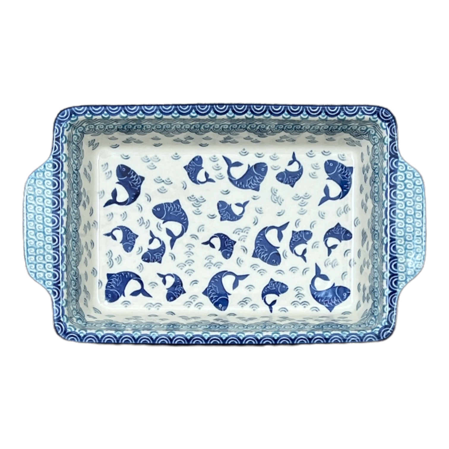 Casserole, Rectangular, Handles, 13" x 8" in "Koi Pond" by Ceramika Artystyczna | AA59-2372X