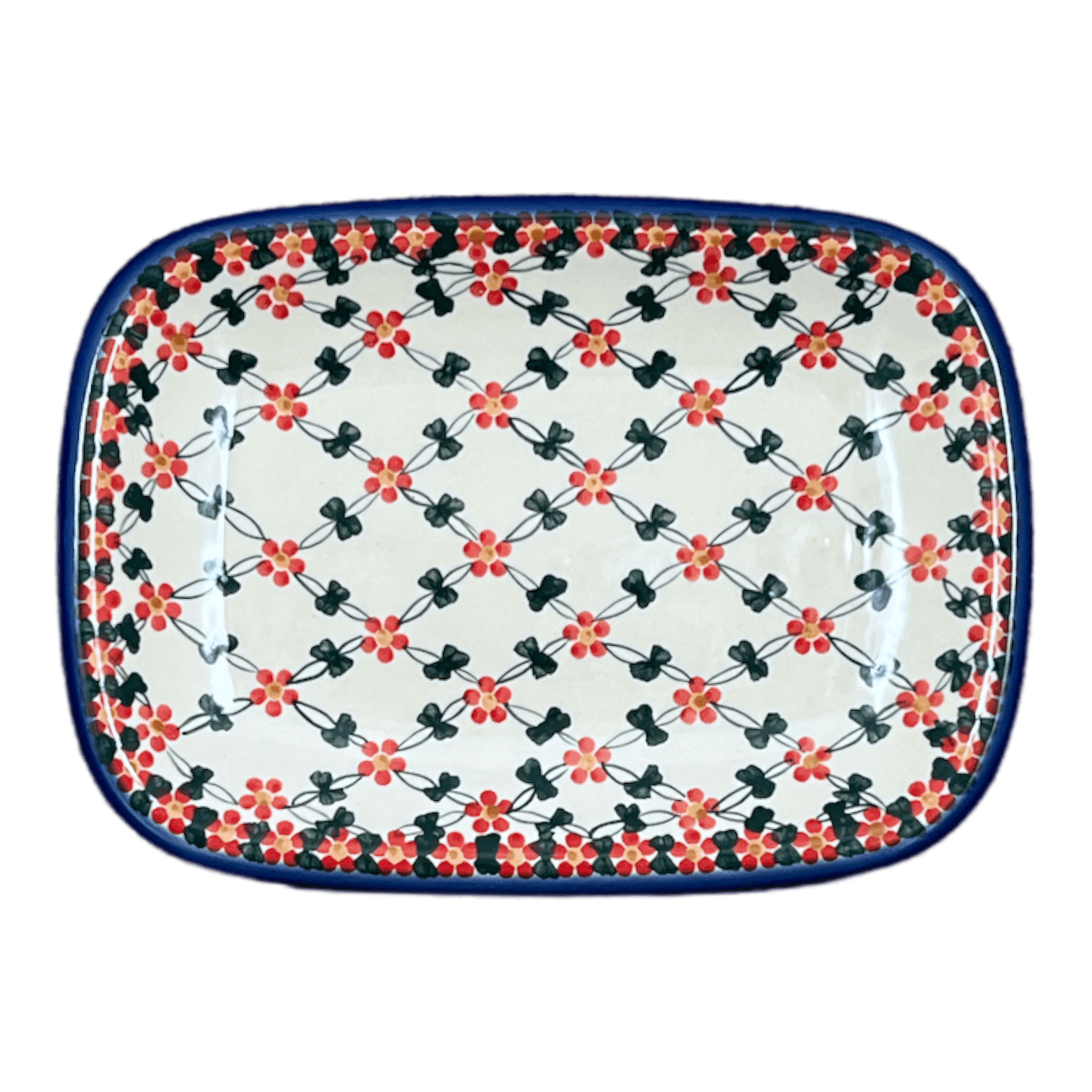 Tray, Serving, 8" x 11" in "Red Lattice" by Andy | NDA154-20