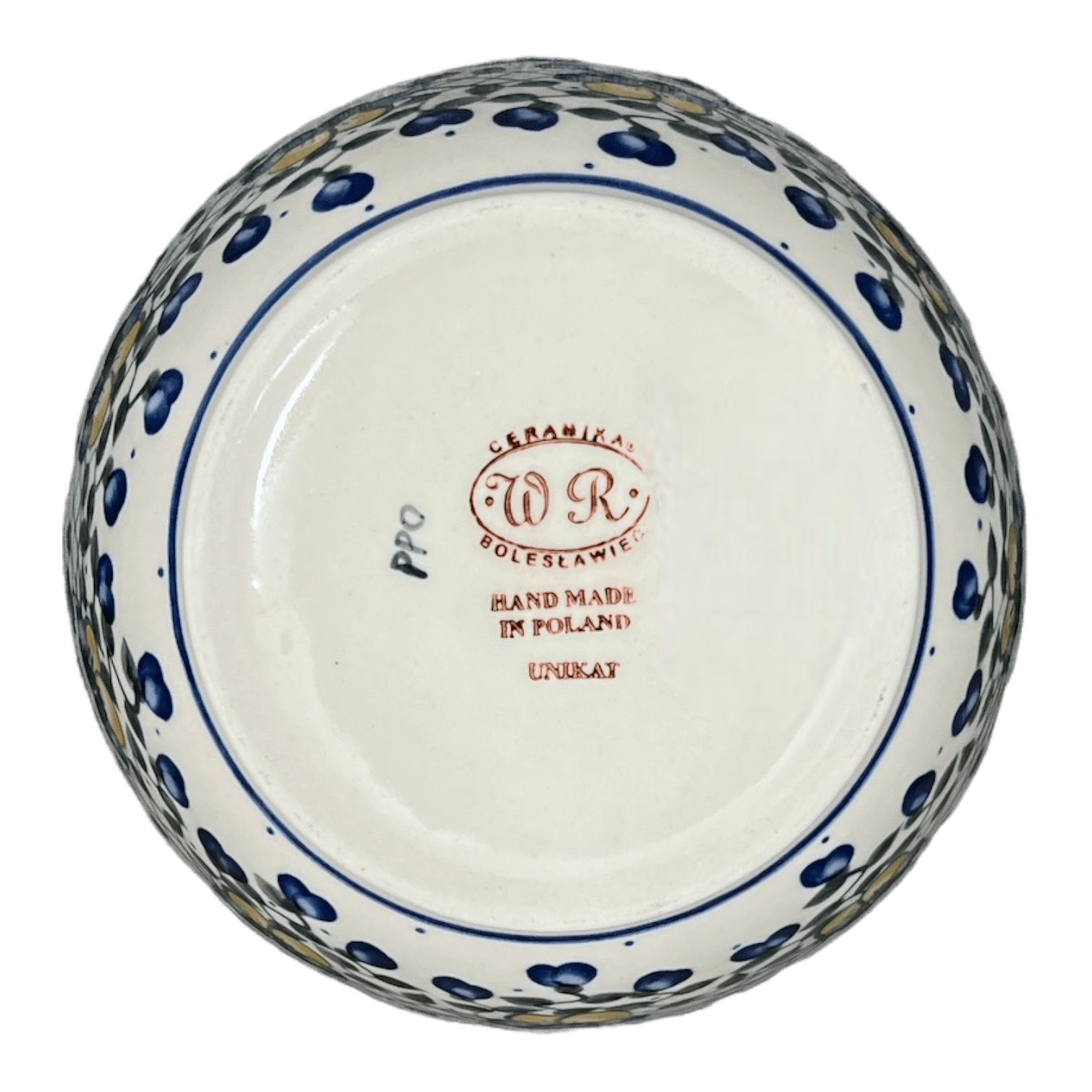 Bowl, Round, 7.75", WR (WR12D) in "Pansy Wreath" by W.R. Ceramika | WR12D-EZ2