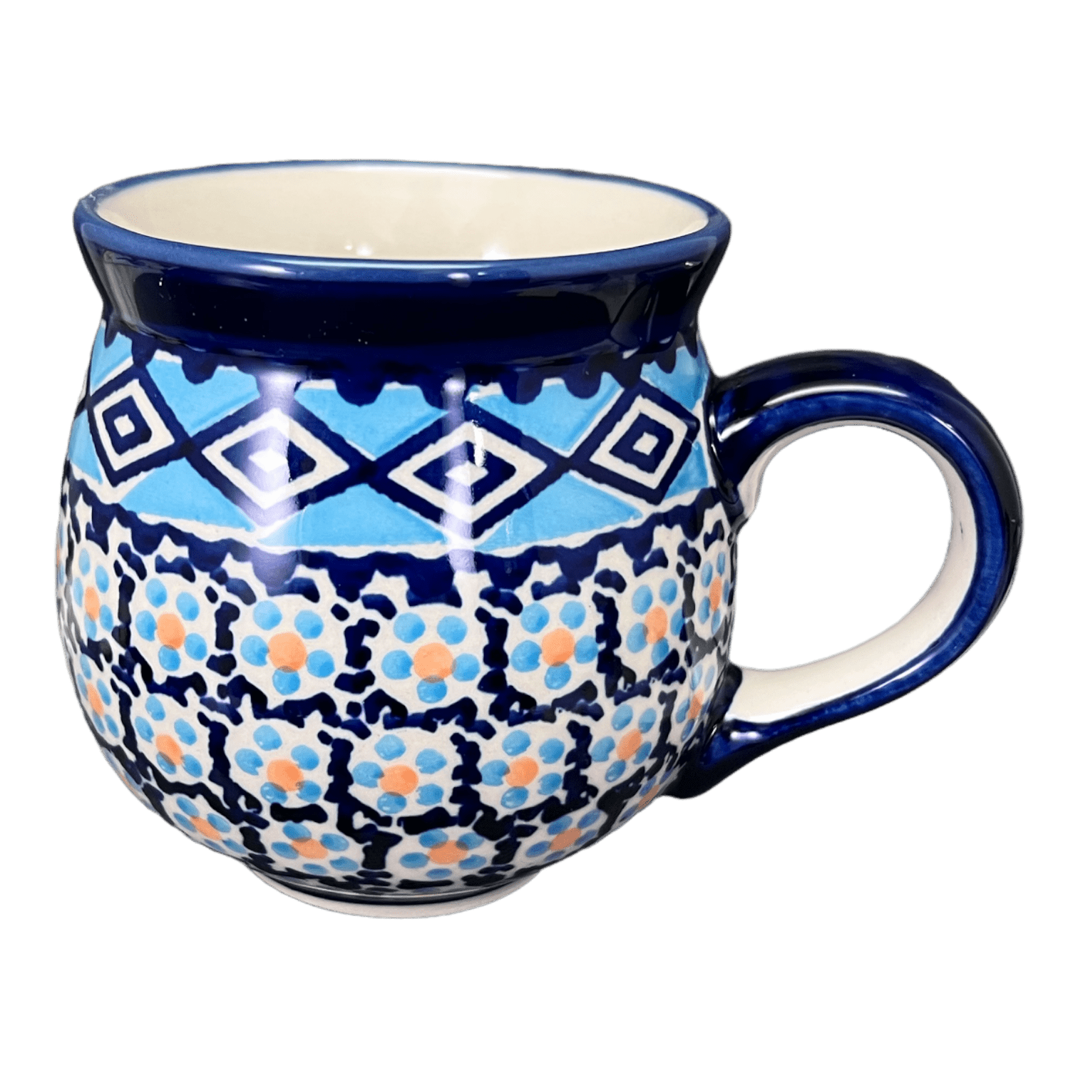 Mug, Belly Mug, 10 oz Medium in "Blue Diamond" by Manufaktura | K090U-DHR